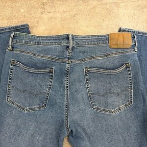 Blue Denim Jeans with Leather Patch